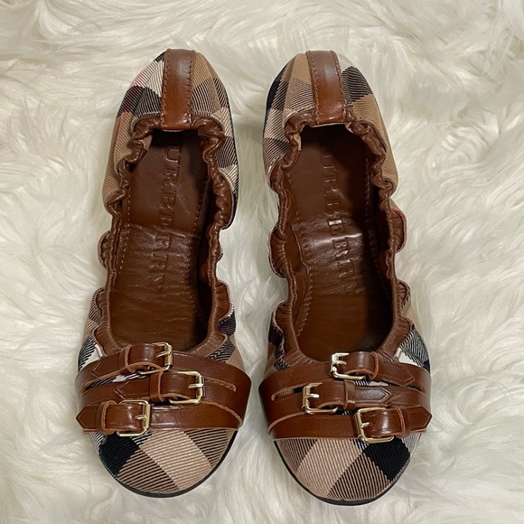 Burberry Ballerina Flats Bridle Housecheck Falcony 39 - Picture 2 of 10